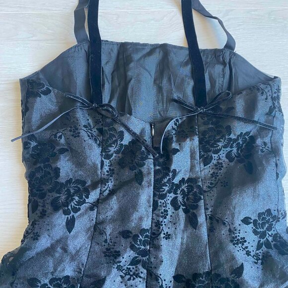 Vintage Jessica McClintock Floral Velvet Burnout Midi Tulle Dress Size 3 Witch - Picture 5 of 9